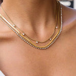 Load image into Gallery viewer, Tennis Herringbone Layer Necklace Water Resistant
