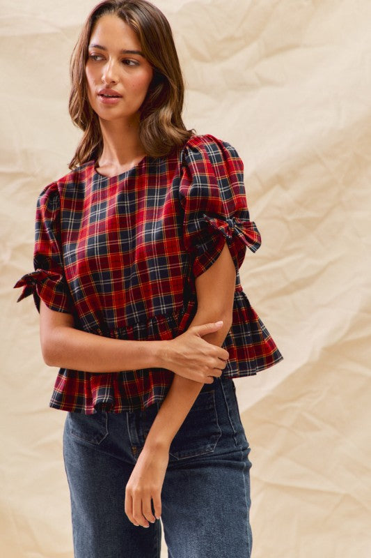 Red Tartan Plaid Top