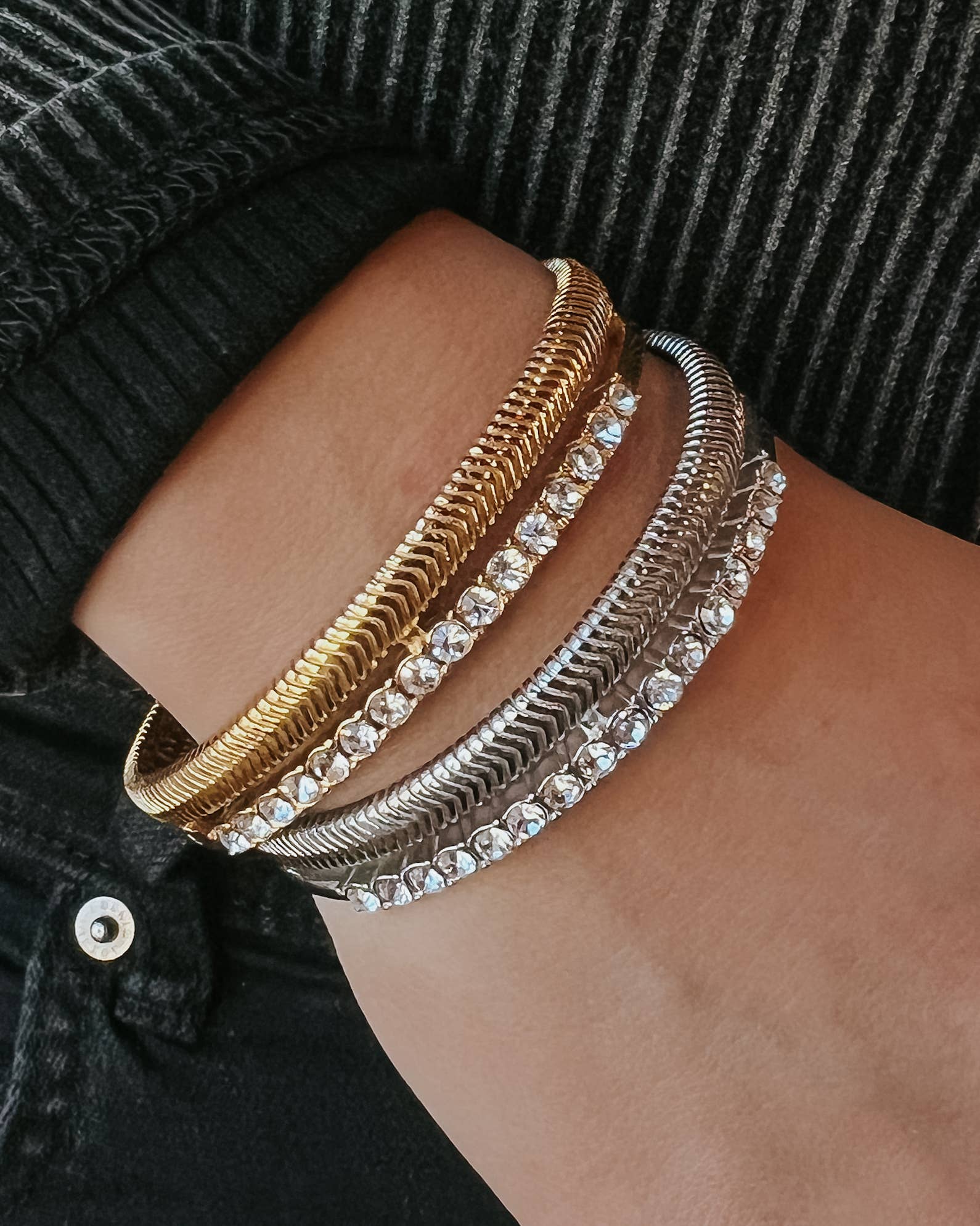 Brewer Silver Crystal Cuff Bracelet