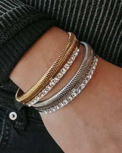 Brewer Silver Crystal Cuff Bracelet