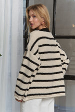 Load image into Gallery viewer, Black and Cream Striped Cardigan
