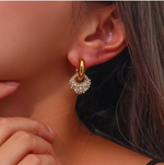 Load image into Gallery viewer, Cz and Pearl Dangle Earrings Waterproof
