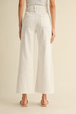 Load image into Gallery viewer, White high waist wide leg jeans
