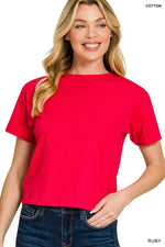 Load image into Gallery viewer, White cropped crewneck tee

