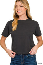 Load image into Gallery viewer, White cropped crewneck tee
