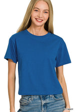 Load image into Gallery viewer, White cropped crewneck tee
