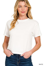 Load image into Gallery viewer, White cropped crewneck tee
