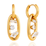 Load image into Gallery viewer, Trio Stone Oval Hoops Water Resistant
