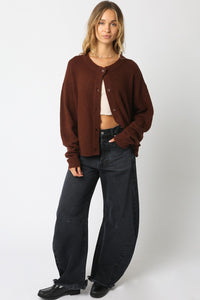 Chocolate Button Down Cardigan