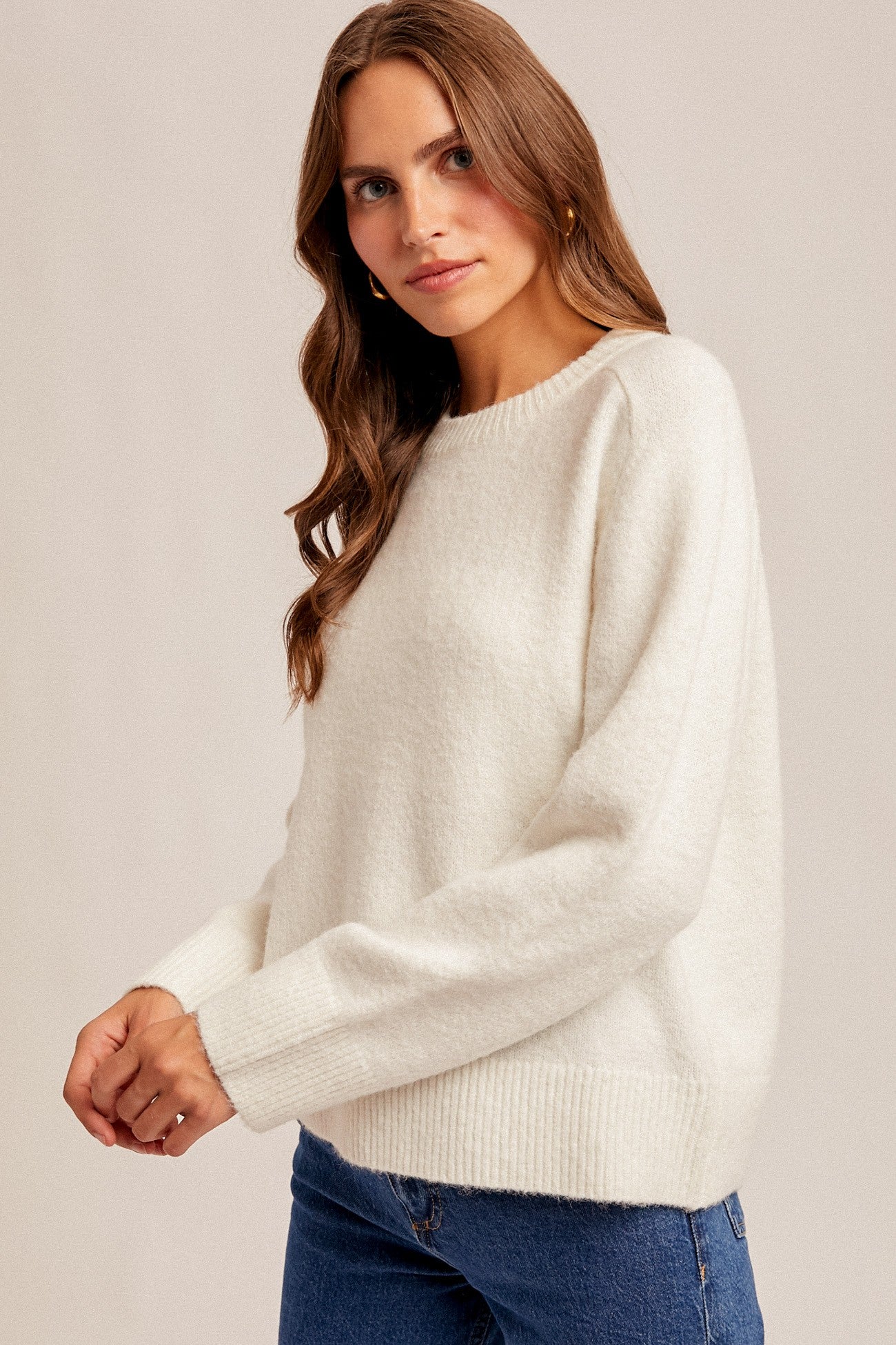 White Essential Crew Neck Sweater