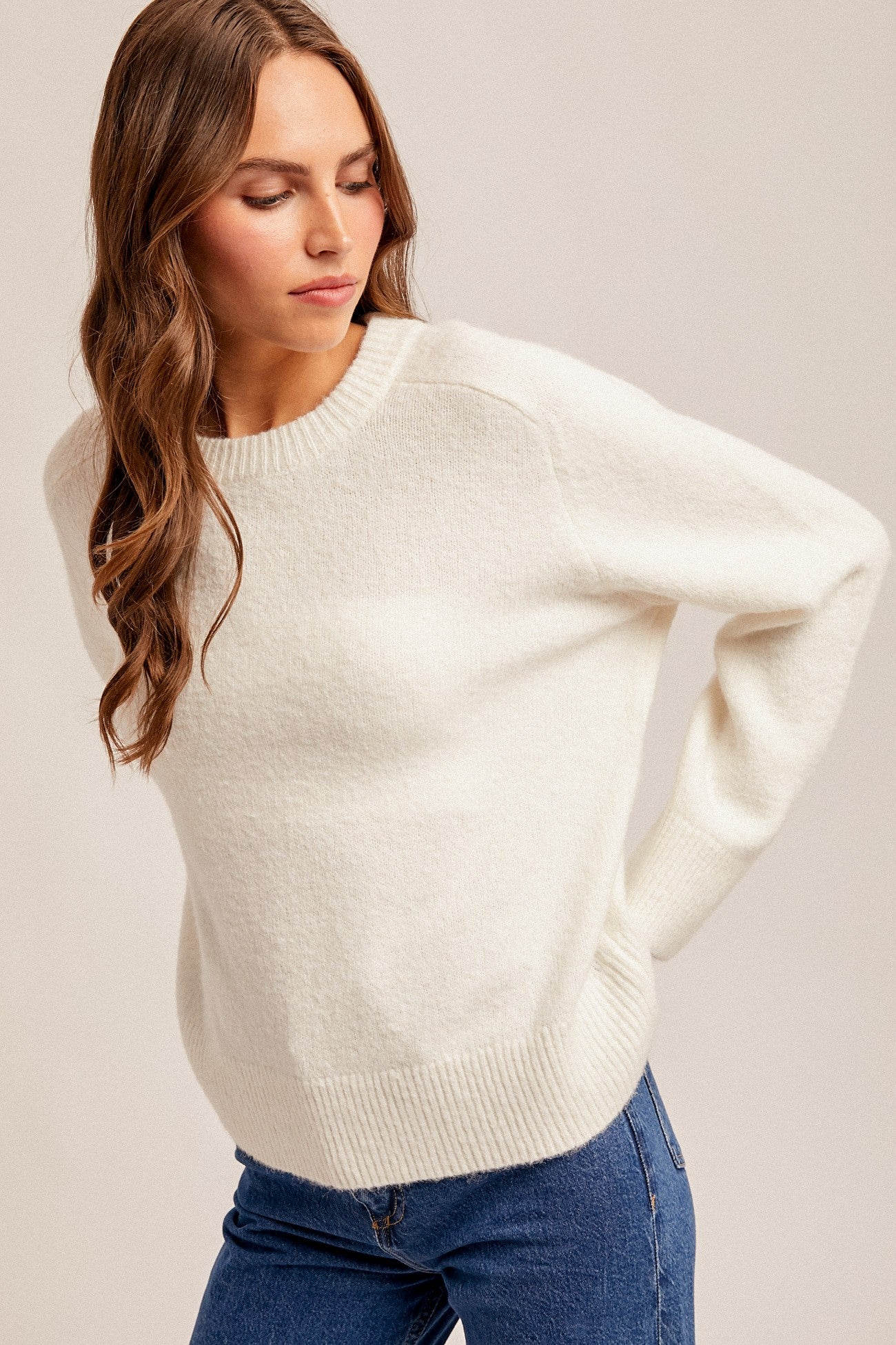 White Essential Crew Neck Sweater