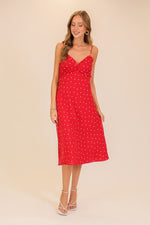 Load image into Gallery viewer, Red polka dot midi dress
