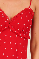 Load image into Gallery viewer, Red polka dot midi dress
