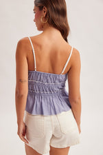 Load image into Gallery viewer, Blue Ruffle Cami Tank
