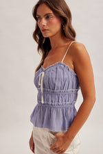 Load image into Gallery viewer, Blue Ruffle Cami Tank
