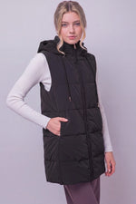 Load image into Gallery viewer, Long Hooded Puffer Vest

