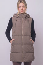 Load image into Gallery viewer, Long Hooded Puffer Vest

