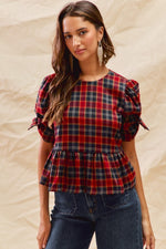 Load image into Gallery viewer, Red Tartan Plaid Top
