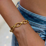 Load image into Gallery viewer, Gold Twisted Oval Link Bracelet- Waterproof
