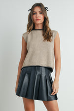Load image into Gallery viewer, Taupe Sweater Vest with Bow Tie Back
