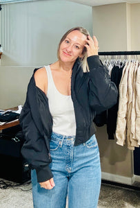 Black oversized puffer jacket