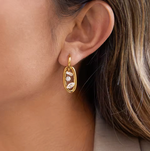 Load image into Gallery viewer, Trio Stone Oval Hoops Water Resistant
