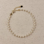 Load image into Gallery viewer, 18k Gold Filled 3mm Pearl Bracelet: 6.5 inches
