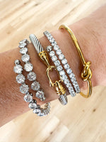 Load image into Gallery viewer, Silver with Gold Accents Hinge Cable Bangle
