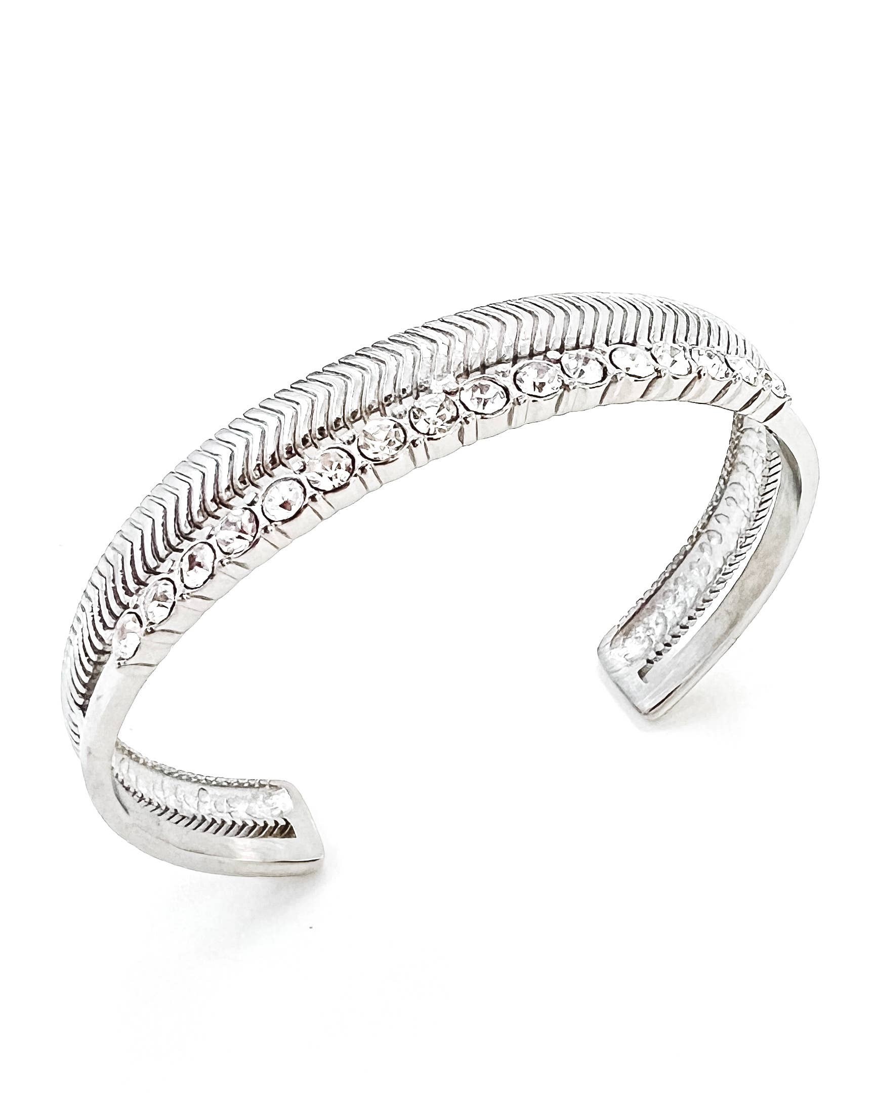 Brewer Silver Crystal Cuff Bracelet