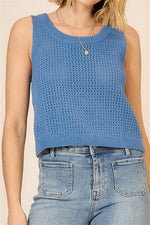 Load image into Gallery viewer, Blue Knit Sleeveless Top
