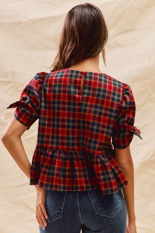 Red Tartan Plaid Top