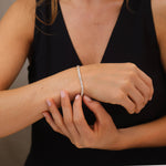 Load image into Gallery viewer, 18k Gold Filled 3mm Baguette Cut CZ Tennis Bracelet
