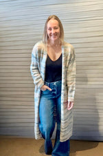 Load image into Gallery viewer, Mint multi stripe midi cardigan
