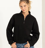 Load image into Gallery viewer, Black 1/4 zip sweatshirt &amp; jogger set
