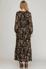 Load image into Gallery viewer, Black Floral Maxi Dress

