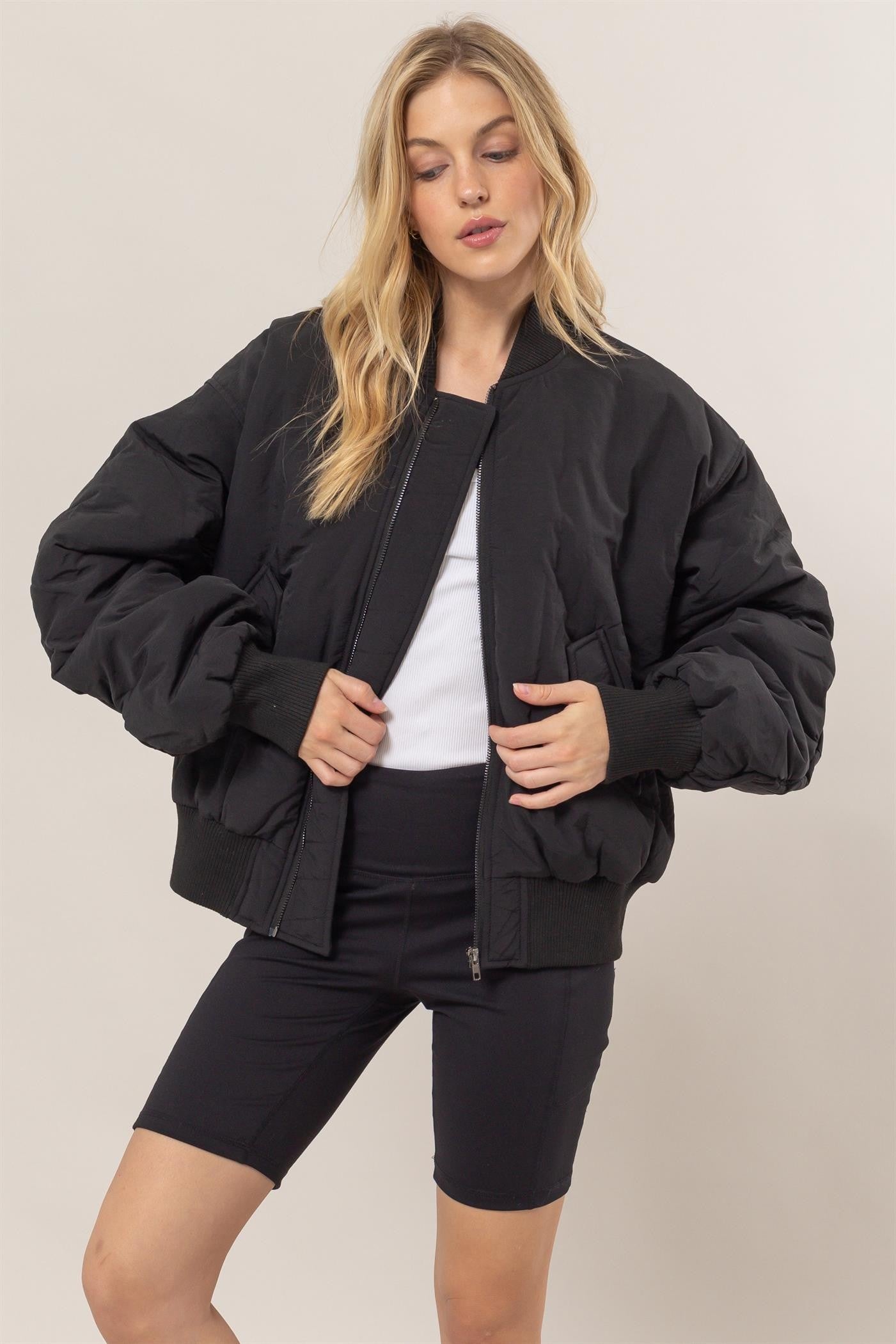 Black oversized puffer jacket