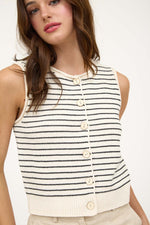 Load image into Gallery viewer, Cream and black striped knit vest
