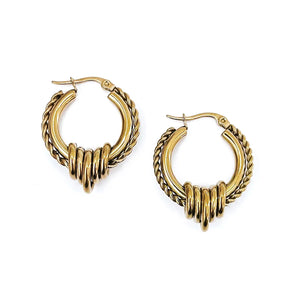 Edge texture hoop earring