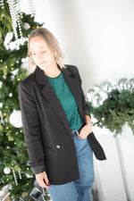 Load image into Gallery viewer, Hunter Green Short Sleeve Sequin Top
