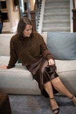 Load image into Gallery viewer, Chocolate cropped cable knit sweater
