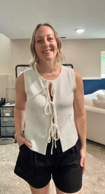 Load image into Gallery viewer, Ivory tie front vest 
