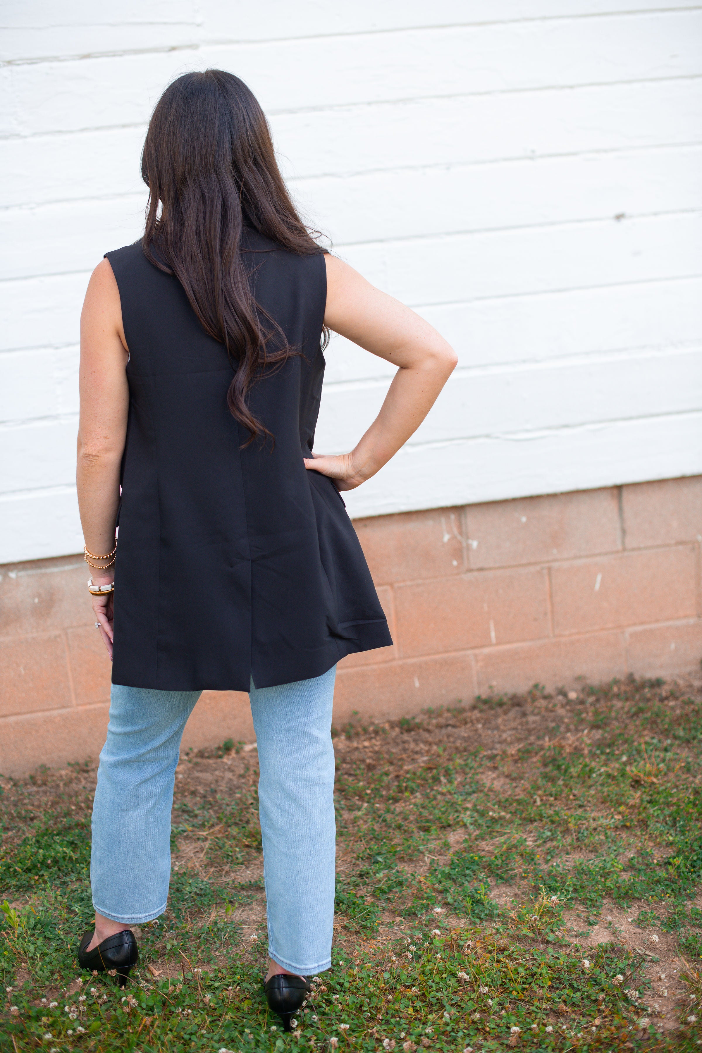 Black blazer vest