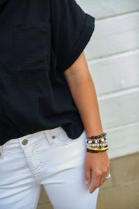 Black gauze button down top