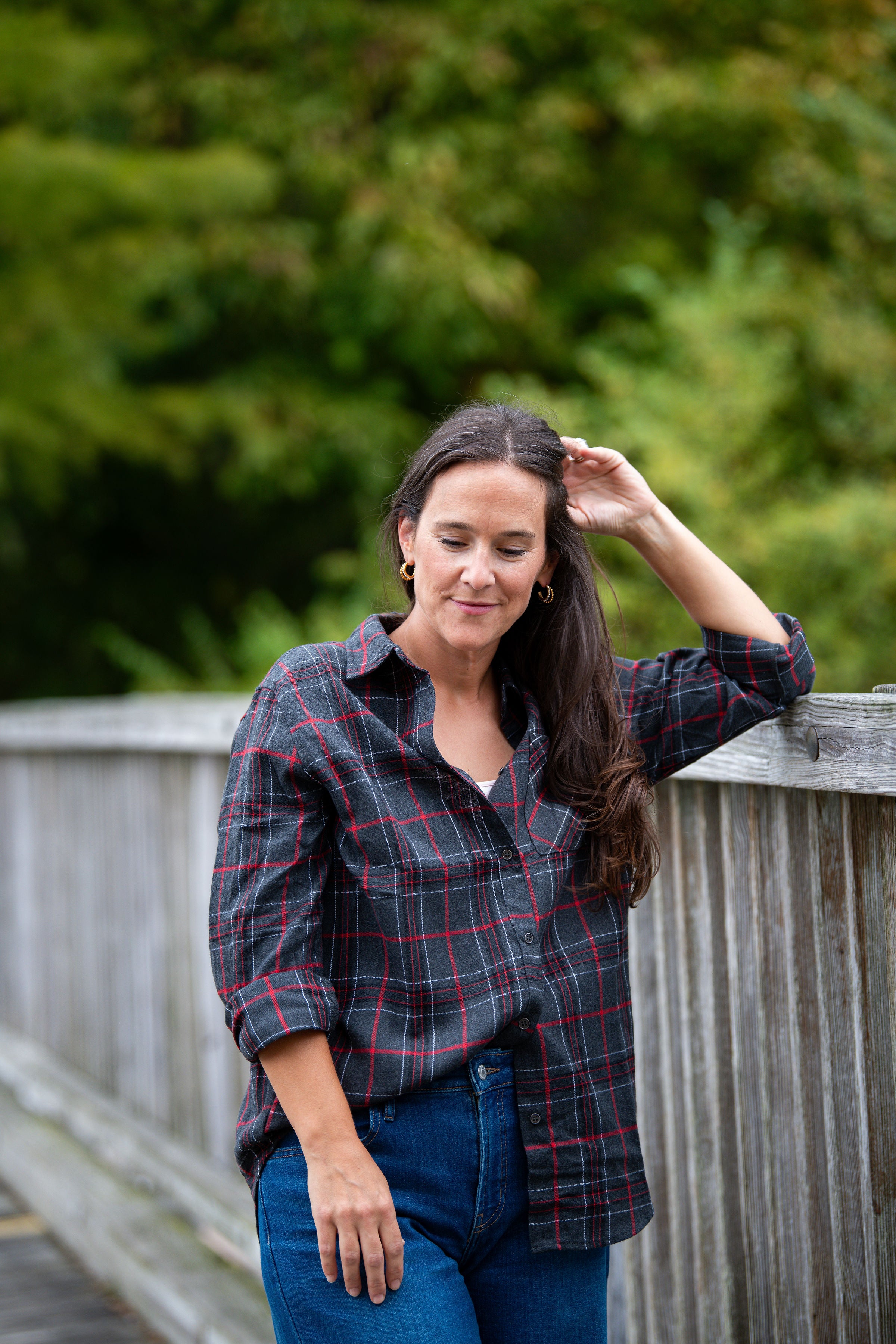 Charcoal, black and red flannel