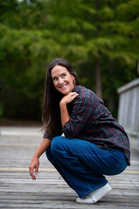 Charcoal, black and red flannel