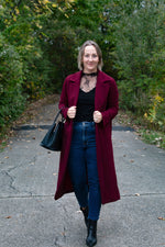 Load image into Gallery viewer, Burgundy longline lightweight coat
