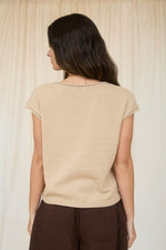 Load image into Gallery viewer, Khaki cap sleeve knit top
