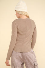 Load image into Gallery viewer, Taupe brushed knit top

