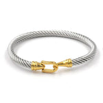 Load image into Gallery viewer, Silver with Gold Accents Hinge Cable Bangle
