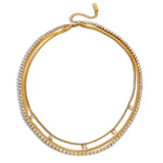 Load image into Gallery viewer, Tennis Herringbone Layer Necklace Water Resistant
